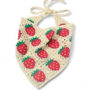 Sunday State Crocheted Strawberry Bandana Scarf Headband Accessory NWT
